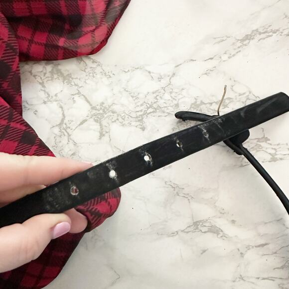 Lauren Ralph Lauren Red Black Plaid Sleeveless Surplice Belted Dress - Size 6 - Picture 7 of 10